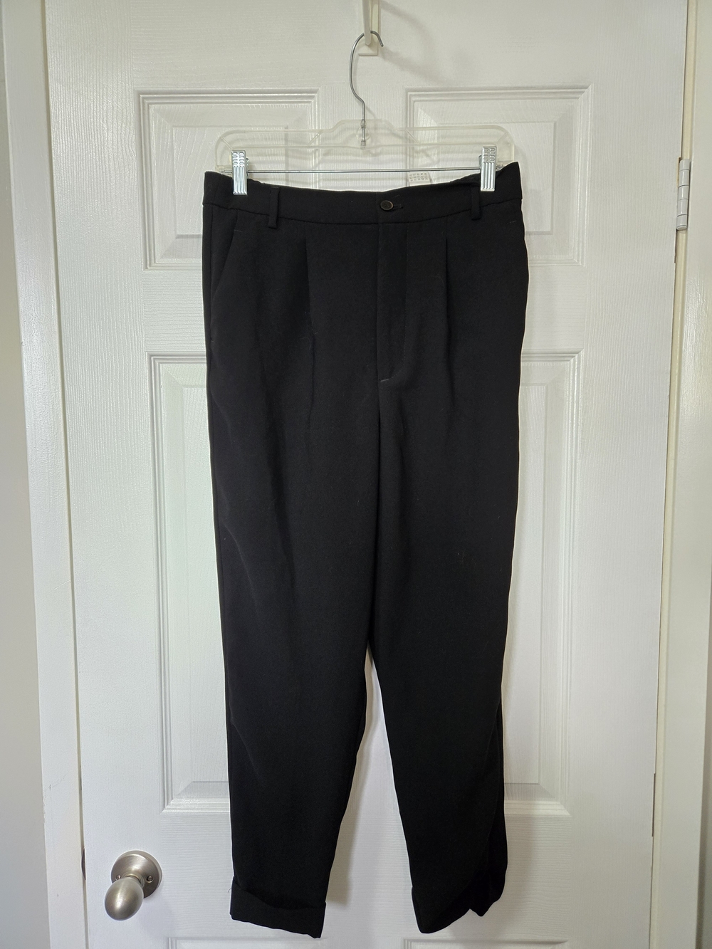 Zara Black Cropped Pleated Trousers